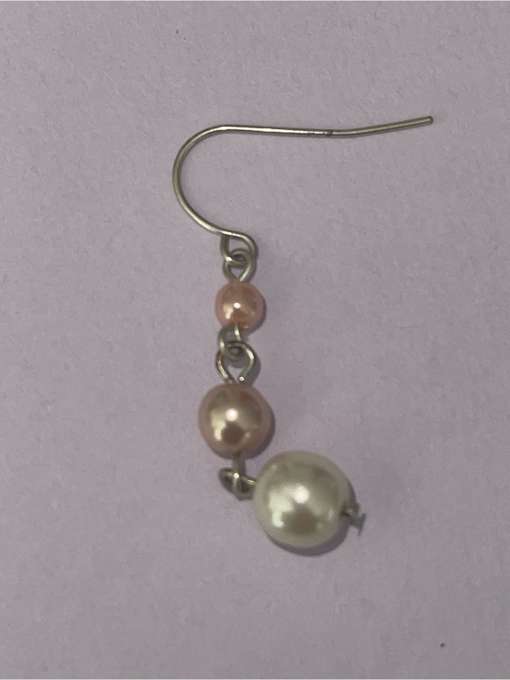 Pearl Drop Dangle Earrings - Pink & White - - Picture 3 of 4